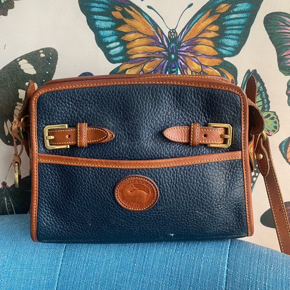 Vintage Dooney & Bourke Blue and Brown Crossbody Bag